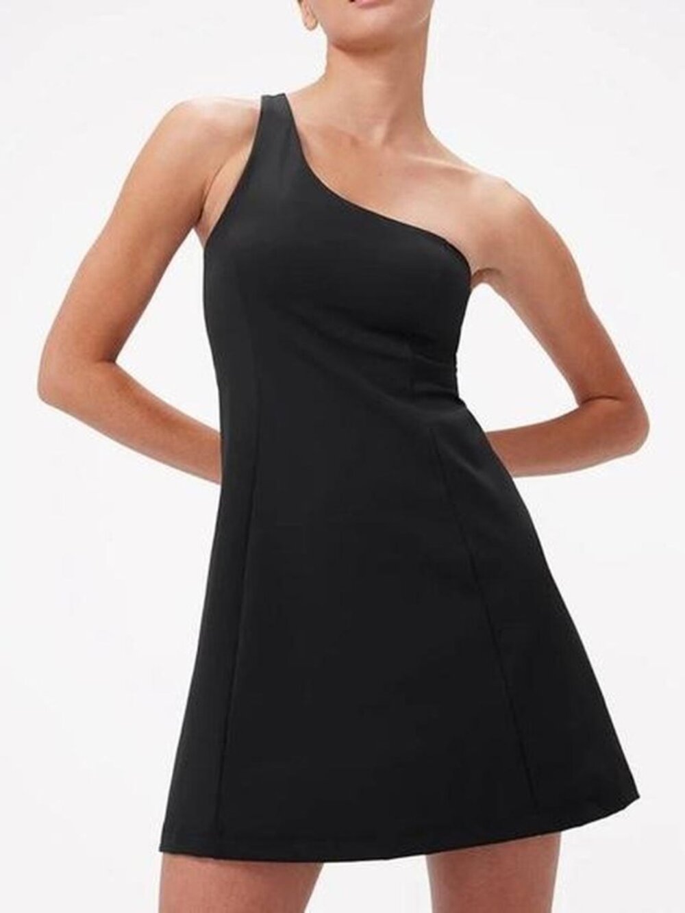 Outdoor Voices One Sholder Athleticwear Dress with Built-In Shorts / Sports Bra